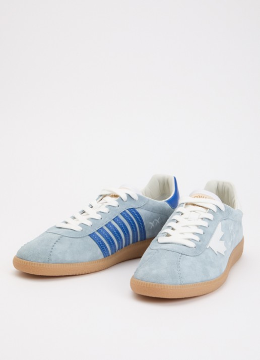 Dsquared2 Rebels sneaker van suède met kalfsleren details - detail 3 lichtblauw