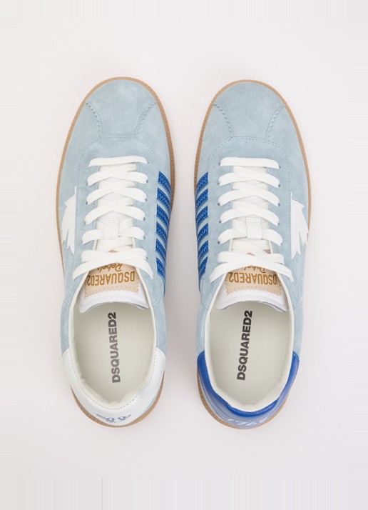 Dsquared2 Rebels sneaker van suède met kalfsleren details - detail 4 lichtblauw