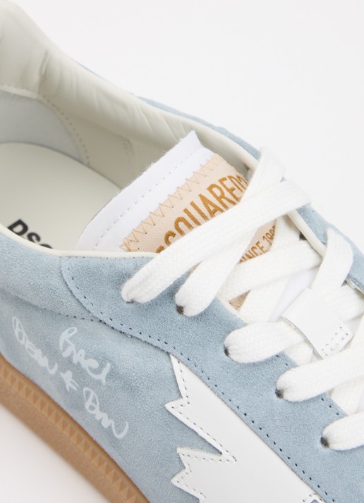 Dsquared2 Rebels sneaker van suède met kalfsleren details - detail 6 lichtblauw
