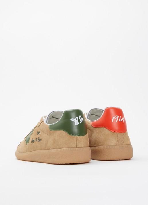 Dsquared2 Rebels sneaker van suède met kalfsleren details - achterkant 5 camel