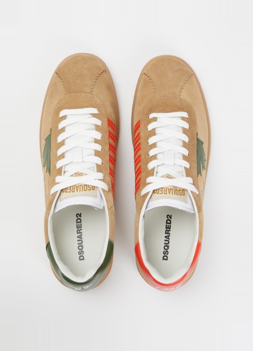 Dsquared2 Rebels sneaker van suède met kalfsleren details - detail 2 camel