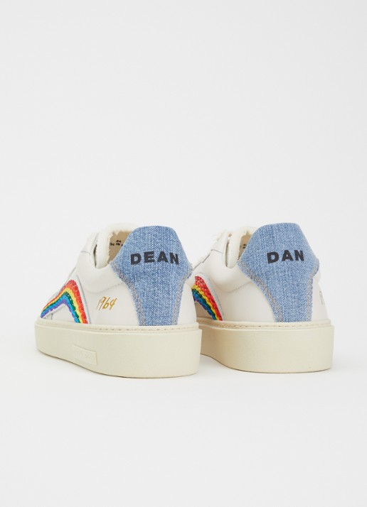 Dsquared2 Rider Rainbow sneaker van geitenleer met suède details - achterkant wit