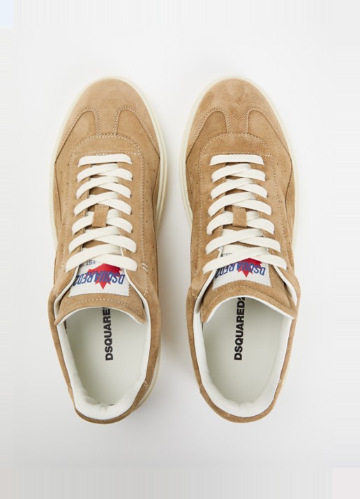 Dsquared2 Rider sneaker van suède - detail 2 zand