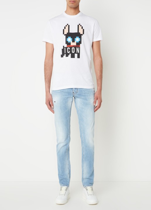 Dsquared2 Slim fit jeans met destroyed details en verwassen afwerking - voorkant 6 indigo