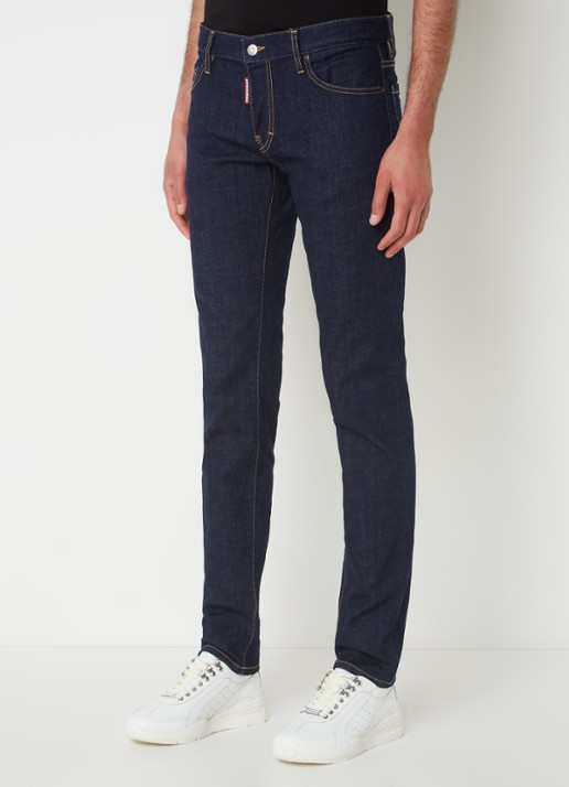 Dsquared2 Slim fit jeans met donkere wassing - detail indigo