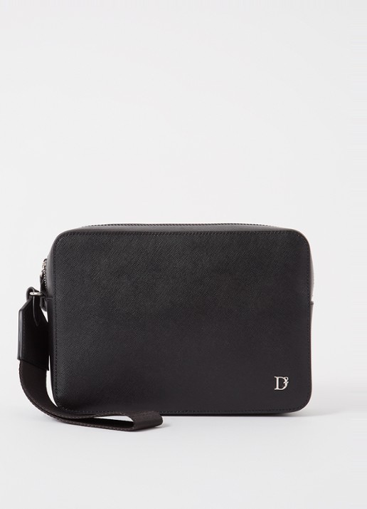 Dsquared2 Statement clutch van leer met logo - voorkant 2 zwart