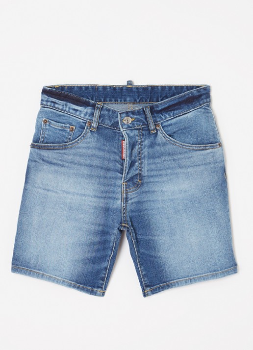 Dsquared2 Straight fit korte broek van denim - voorkant indigo