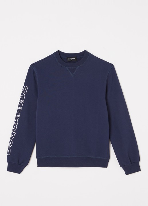 Dsquared2 Sweater met logo - voorkant donkerblauw