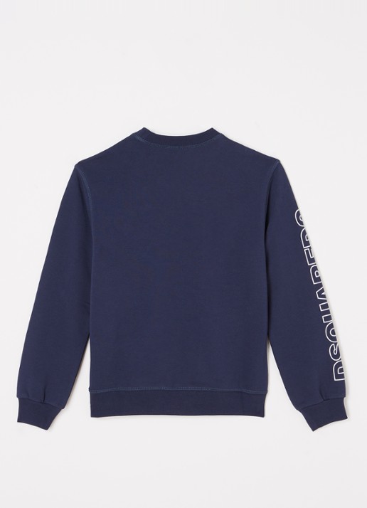 Dsquared2 Sweater met logo - voorkant 2 donkerblauw
