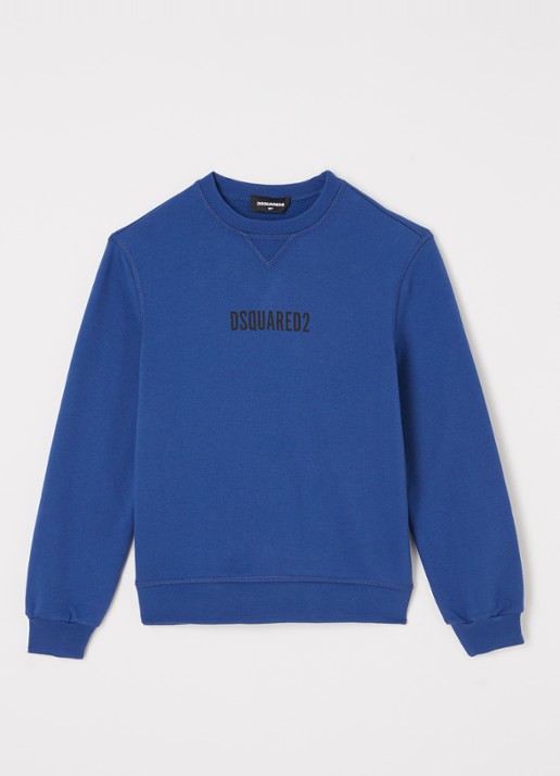 Dsquared2 Sweater met logo - voorkant kobaltblauw