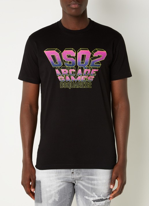 Dsquared2 T-shirt met logoprint  - detail 2 zwart