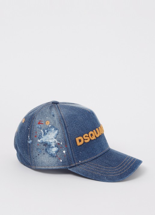 Dsquared2 Thrift Shop Gamer pet van denim met ripped details - voorkant 2 indigo