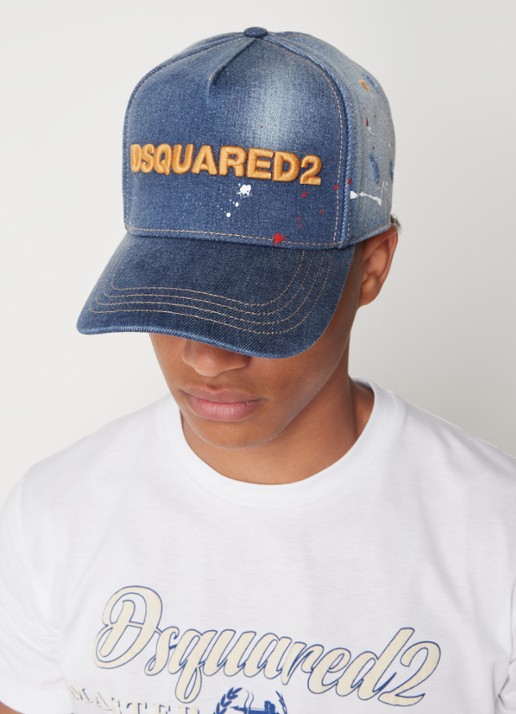 Dsquared2 Thrift Shop Gamer pet van denim met ripped details - voorkant 3 indigo