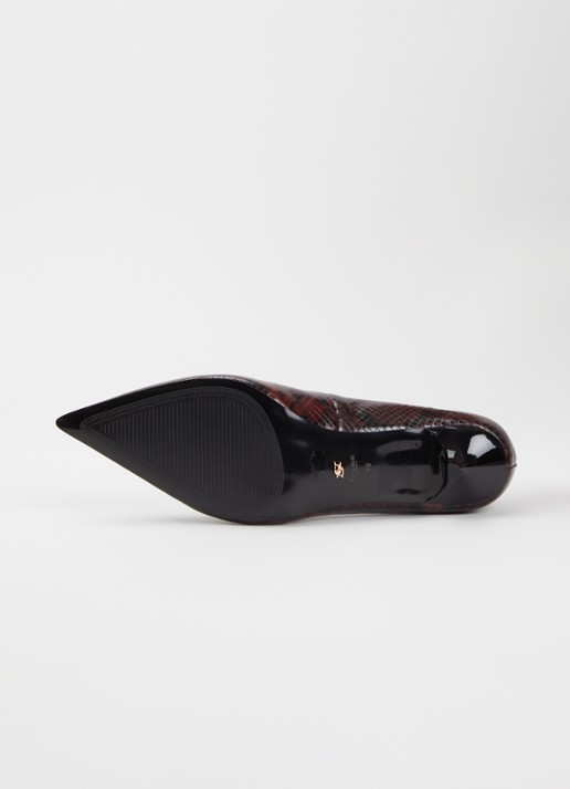 Dune London Amira pump met slangenprint - detail 3 roodbruin