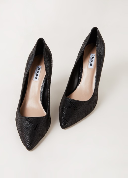 Dune London Anna pump met slangenstructuur - detail 4 zwart