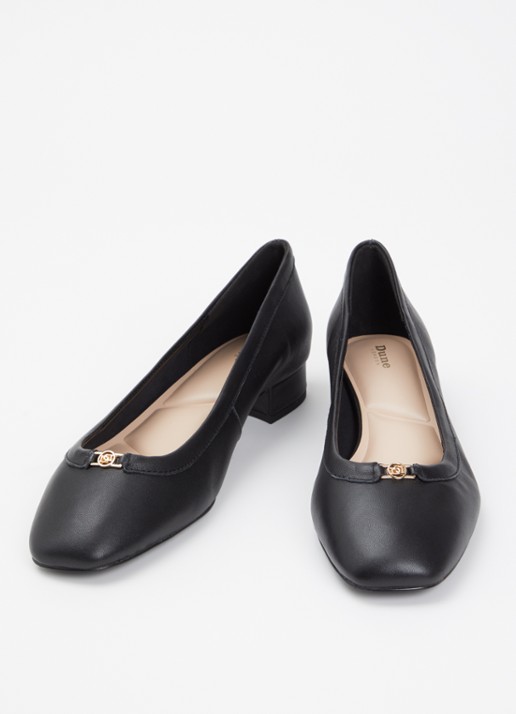 Dune London Approve ballerina met logo  - detail zwart