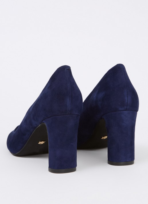 Dune London Arriving pump van suède - achterkant donkerblauw