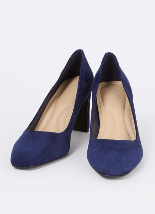Dune London Arriving pump van suède - detail 3 donkerblauw