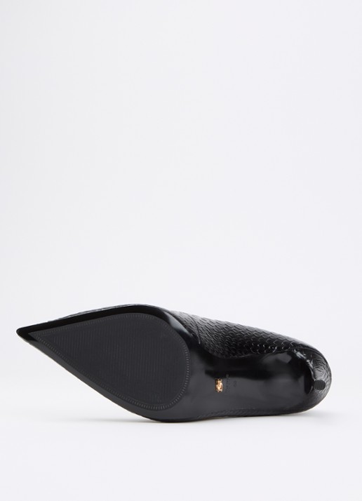 Dune London Assured pump van leer met crocostructuur - detail 3 zwart
