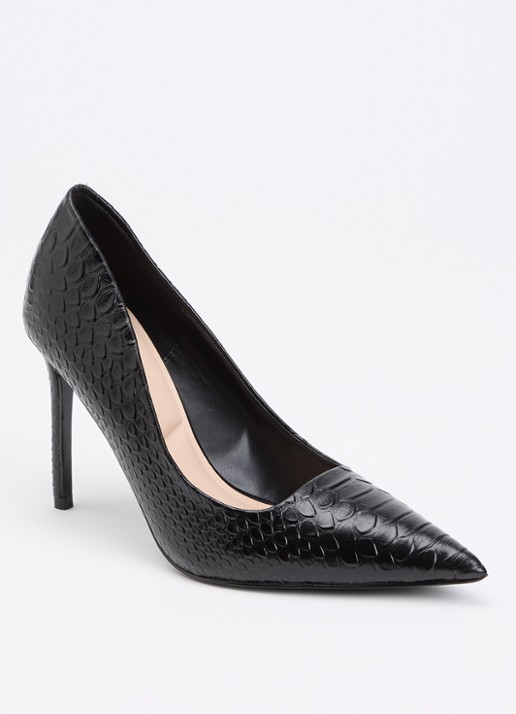 Dune London Assured pump van leer met crocostructuur