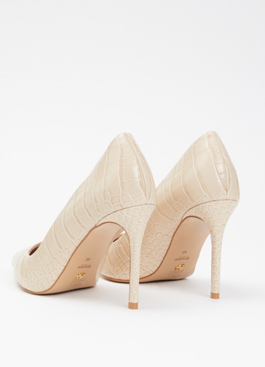 Dune London Assured pump van leer met crocostructuur - achterkant 5 beige