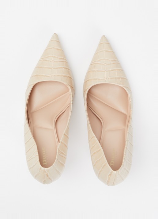 Dune London Assured pump van leer met crocostructuur - detail 3 beige