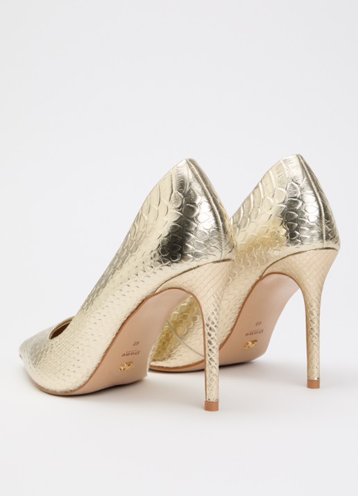 Dune London Assured pump van leer met crocostructuur - achterkant 2 goud