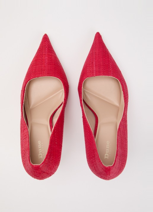 Dune London Assured pump van leer met crocostructuur - detail 4 rood