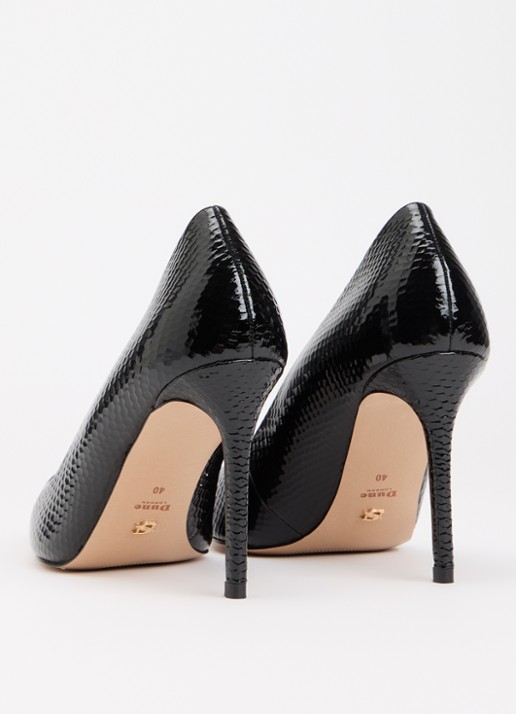 Dune London Assured pump van leer met crocostructuur - achterkant 2 zwart