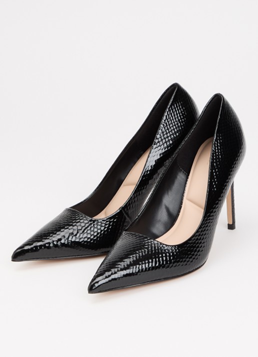 Dune London Assured pump van leer met crocostructuur - detail 8 zwart