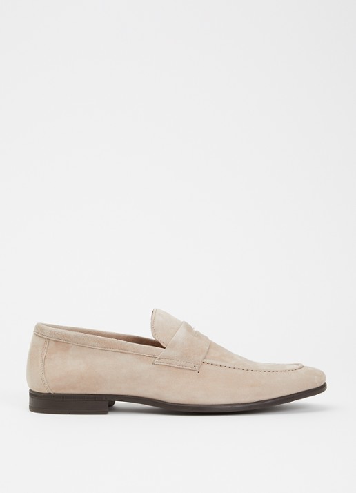 Dune London Barclays loafer van suéde  - voorkant zand