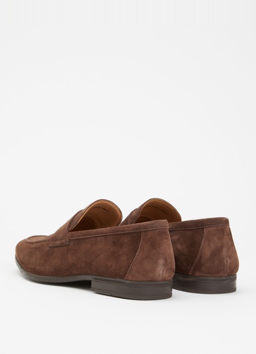 Dune London Barclays loafer van suéde  - achterkant bruin