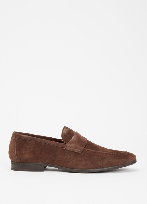 Dune London Barclays loafer van suéde  - voorkant 2 bruin