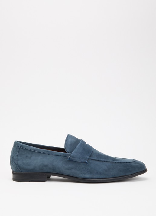 Dune London Barclays loafer van suéde  - voorkant petrol