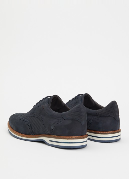 Dune London Barkings brogue van nubuck  - achterkant 5 donkerblauw