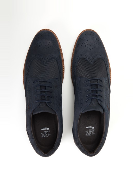 Dune London Barkings brogue van nubuck  - detail 3 donkerblauw