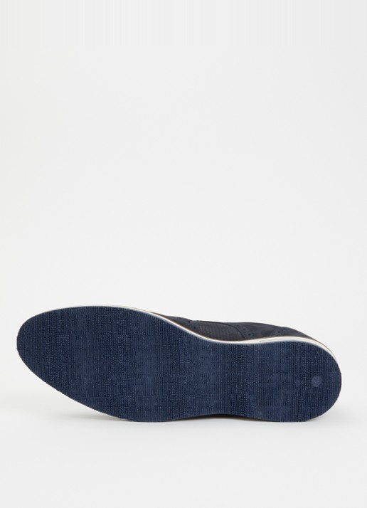 Dune London Barkings brogue van nubuck  - detail 4 donkerblauw