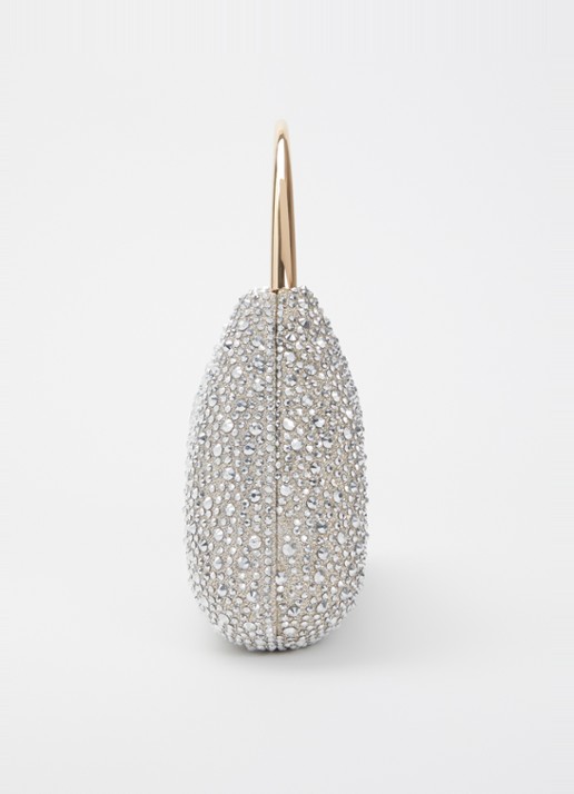 Dune London Beamings clutch met strass en afneembare schouderriem - detail 4 zilver
