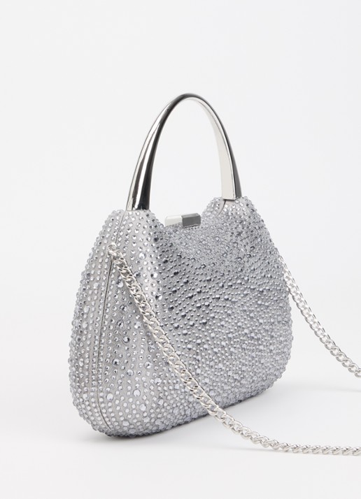 Dune London Beamings clutch met strass en afneembare schouderriem - achterkant grijs