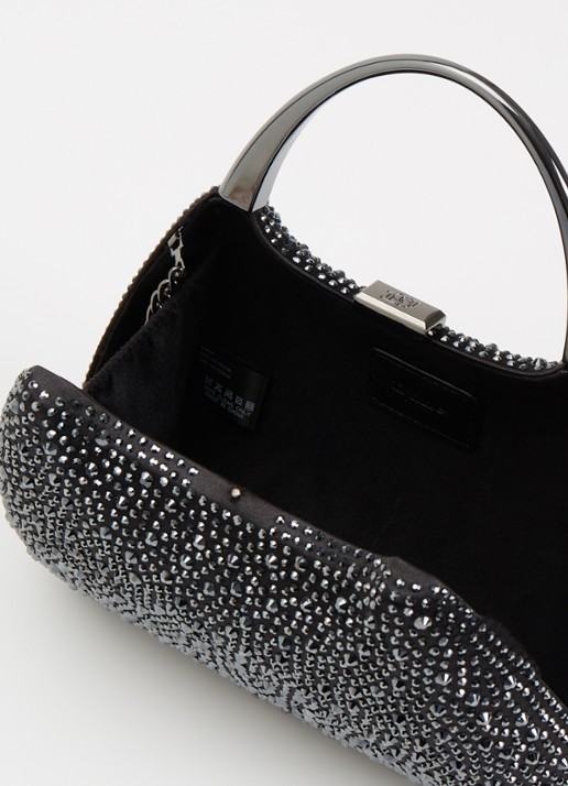 Dune London Beamings clutch met strass en afneembare schouderriem - detail diepzwart