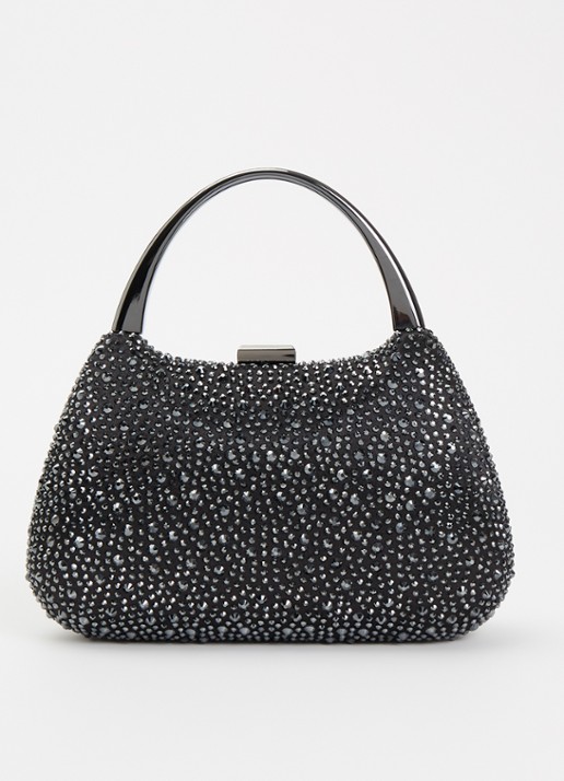 Dune London Beamings clutch met strass en afneembare schouderriem - voorkant 5 diepzwart