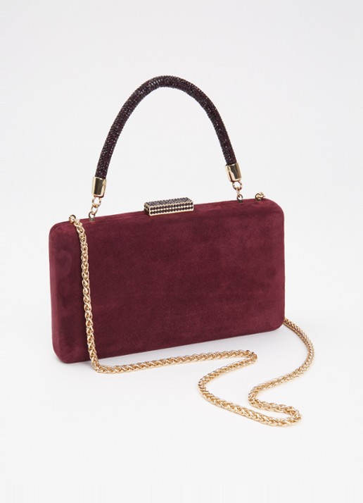 Dune London Beaut clutch met afneembare schouderriem - achterkant 5 bordeauxrood