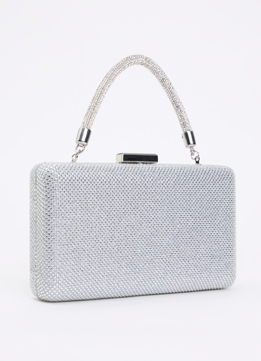 Dune London Beaut clutch met afneembare schouderriem - achterkant zilver