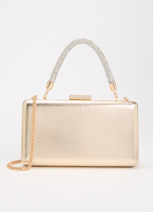 Dune London Beaut clutch met afneembare schouderriem - voorkant 5 goud