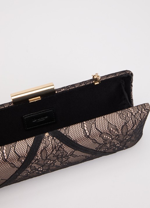 Dune London Becoming clutch met afneembare schouderriem en details van kant - detail zwart