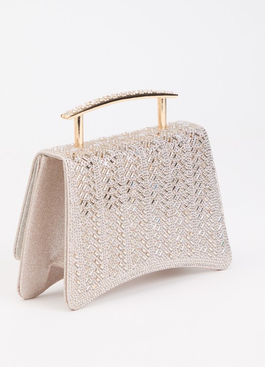 Dune London Bedazzle handtas met afneembare schouderriem en pailletten  - achterkant 2 goud