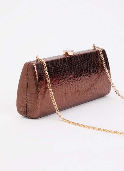 Dune London Belinda clutch met afneembare schouderriem - achterkant roestbruin