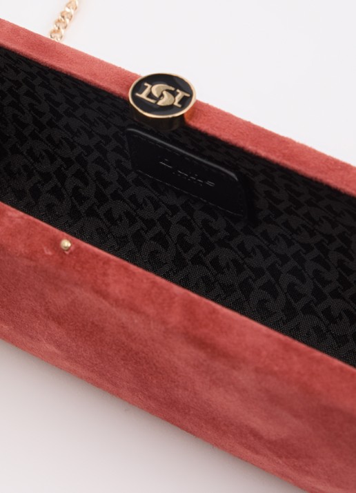 Dune London Belinda clutch met afneembare schouderriem - detail 2 steenrood