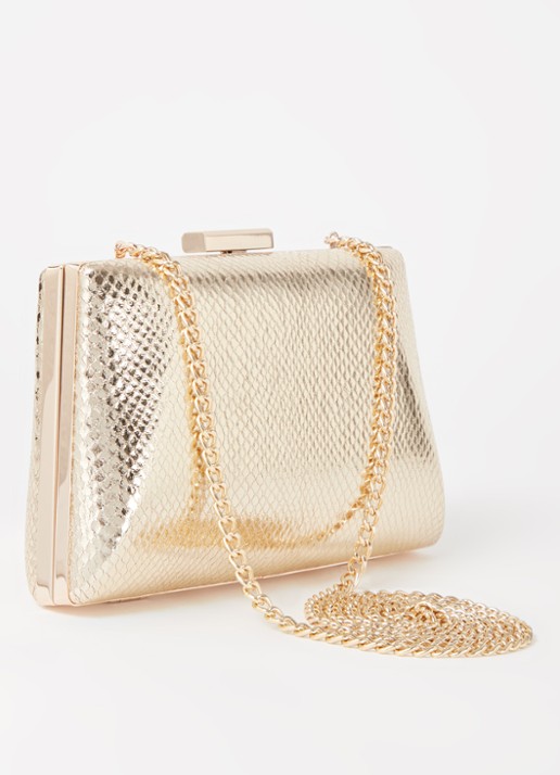 Dune London Bellaria clutch met afneembare schouderriem - achterkant 2 goud