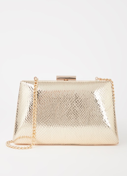 Dune London Bellaria clutch met afneembare schouderriem - voorkant 4 goud